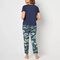 Liz Claiborne Womens V-Neck Short Sleeve 2-pc. Pajama Sets