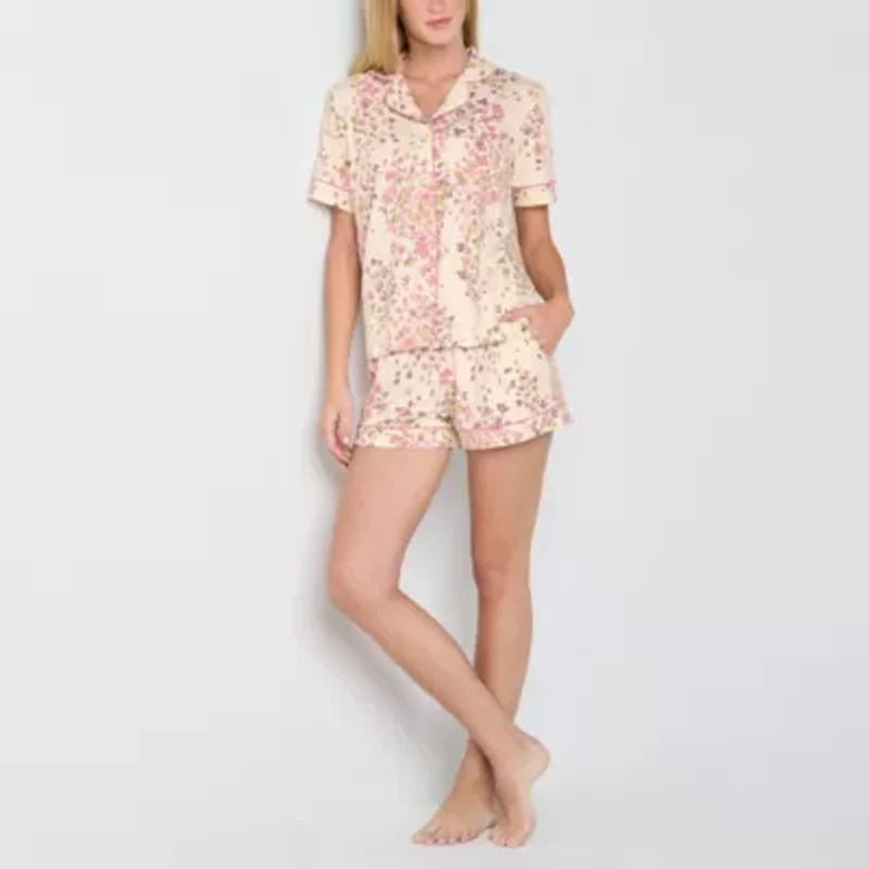 Ambrielle Womens Short Sleeve 2-pc. Pajama Sets
