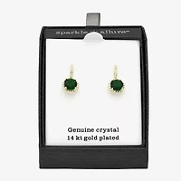 Sparkle Allure Womens Green Crystal 14K Gold Over Brass Round Drop Earrings