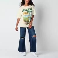 Ibiza Spain Oversized Tee Womens Crew Neck Short Sleeve Juniors Graphic T-Shirt