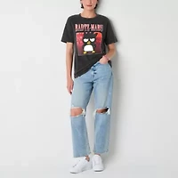 Badtz-Maru Boyfriend Tee Womens Juniors Crew Neck Short Sleeve Regular Fit Hello Kitty Graphic T-Shirt