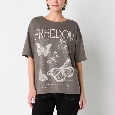 Cosmic Butterfly Oversized Tee Womens Crew Neck Short Sleeve Juniors Graphic T-Shirt