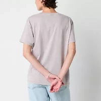 New World Brooklyn York Boyfriend Womens Crew Neck Short Sleeve Loose Fit Juniors Graphic T-Shirt