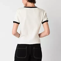 New World Monchichi Ringer Tee Womens Crew Neck Short Sleeve Juniors Graphic T-Shirt