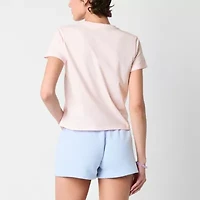 New World Monchichi Bow Semifit Tee Womens Crew Neck Short Sleeve Juniors Graphic T-Shirt