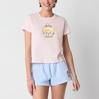 New World Monchichi Bow Semifit Tee Womens Crew Neck Short Sleeve Juniors Graphic T-Shirt