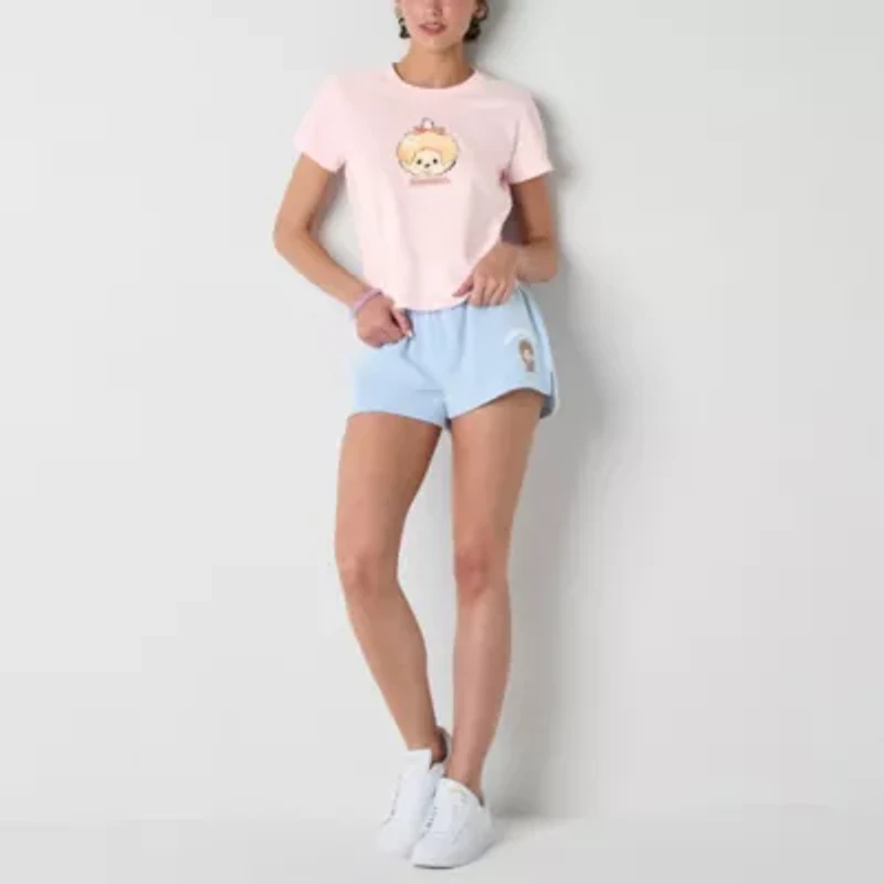 New World Monchichi Bow Semifit Tee Womens Crew Neck Short Sleeve Juniors Graphic T-Shirt