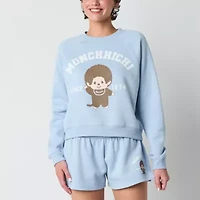 New World Monchichi Varsity Cropped Sweatshirt Womens Crew Neck Long Sleeve Juniors