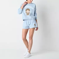 New World Monchichi Varsity Cropped Sweatshirt Womens Crew Neck Long Sleeve Juniors