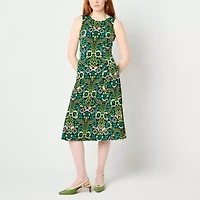 Danny & Nicole Womens Medallion Midi Jacket Dress