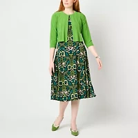 Danny & Nicole Womens Medallion Midi Jacket Dress