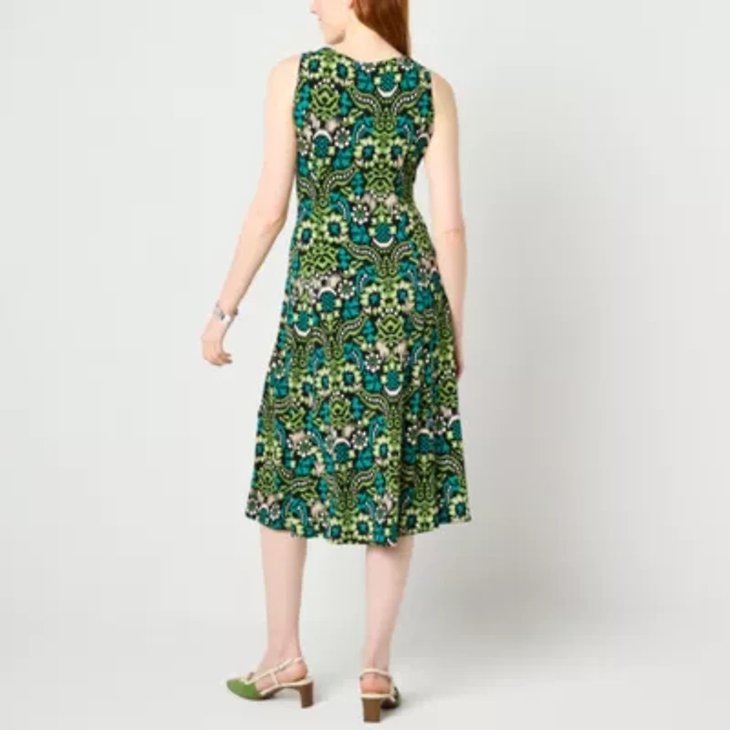 Danny & Nicole Womens Medallion Midi Jacket Dress