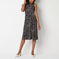 Danny & Nicole Womens Leaf Midi Jacket Dress