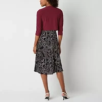 Danny & Nicole Womens Leaf Midi Jacket Dress