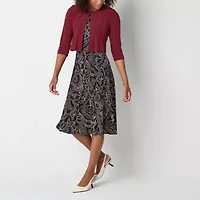 Danny & Nicole Womens Leaf Midi Jacket Dress