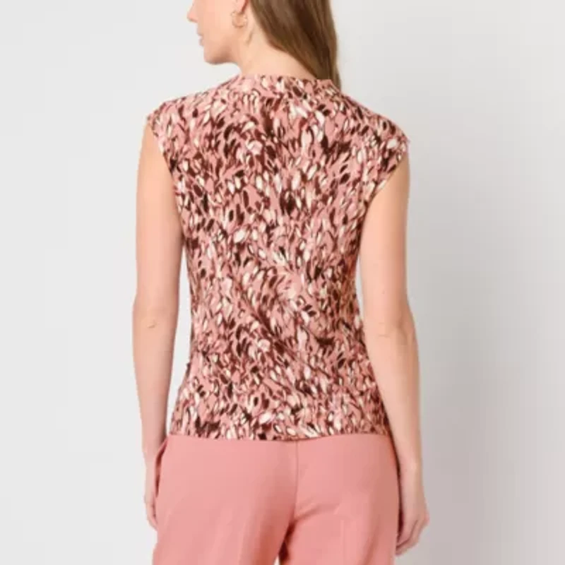 Black Label by Evan-Picone Womens Cowl Neck Short Sleeve Blouse