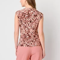 Black Label by Evan-Picone Womens Cowl Neck Short Sleeve Blouse
