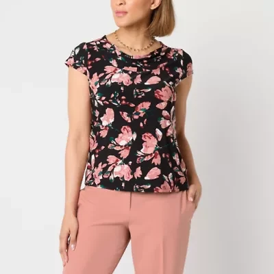 Black Label by Evan-Picone Womens Cowl Neck Sleeveless Blouse