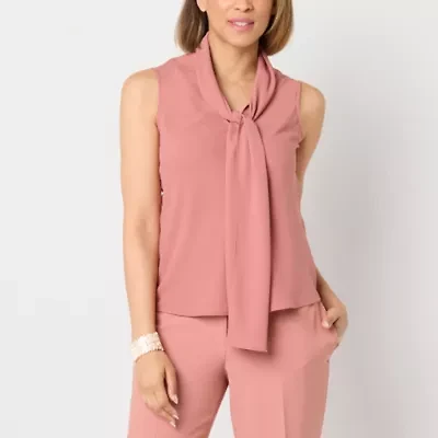 Black Label by Evan-Picone Womens V Neck Sleeveless Blouse