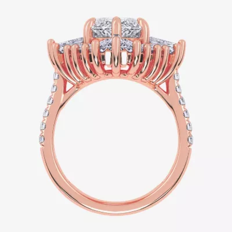 (G-H / Vs2-Si1) Womens 6 3/4 Ct. T.W. Lab Grown White Diamond 10K Gold Marquise Side Stone Cocktail Ring