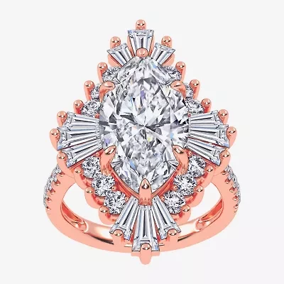 (G-H / Vs2-Si1) Womens 6 3/4 Ct. T.W. Lab Grown White Diamond 10K Gold Marquise Side Stone Cocktail Ring