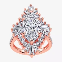 (G-H / Vs2-Si1) Womens 6 3/4 Ct. T.W. Lab Grown White Diamond 10K Gold Marquise Side Stone Cocktail Ring