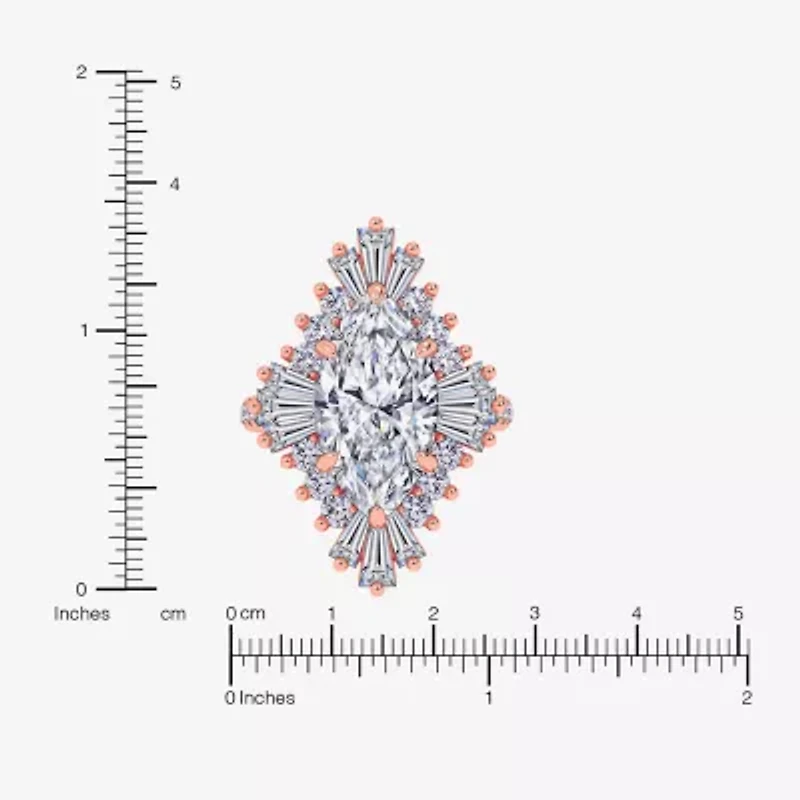 (G-H / Vs2-Si1) Womens 6 3/4 Ct. T.W. Lab Grown White Diamond 10K Gold Marquise Side Stone Cocktail Ring