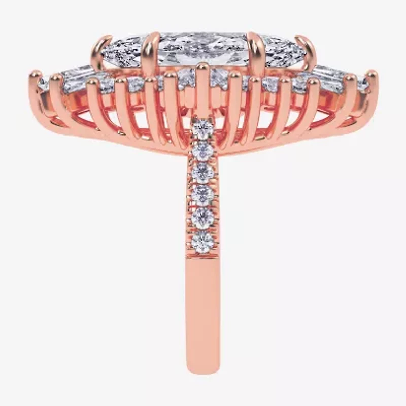 (G-H / Vs2-Si1) Womens 6 3/4 Ct. T.W. Lab Grown White Diamond 10K Gold Marquise Side Stone Cocktail Ring