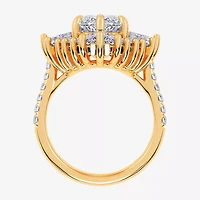 (Vs2-Si1 / G-H) Womens 6 3/4 Ct. T.W. Lab Grown White Diamond 10K Gold Marquise Side Stone Cocktail Ring