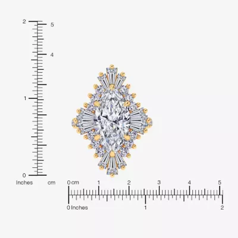 (Vs2-Si1 / G-H) Womens 6 3/4 Ct. T.W. Lab Grown White Diamond 10K Gold Marquise Side Stone Cocktail Ring