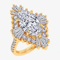 (Vs2-Si1 / G-H) Womens 6 3/4 Ct. T.W. Lab Grown White Diamond 10K Gold Marquise Side Stone Cocktail Ring