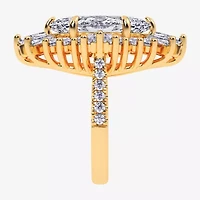 (Vs2-Si1 / G-H) Womens 6 3/4 Ct. T.W. Lab Grown White Diamond 10K Gold Marquise Side Stone Cocktail Ring