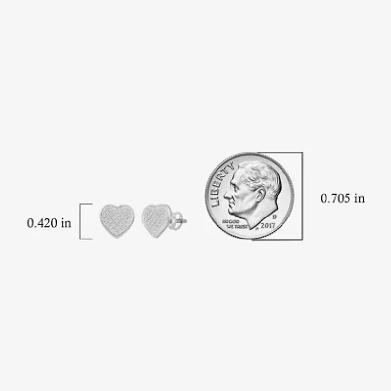 1/4 CT. T.W. Natural White Diamond 10K White Gold 10.2mm Heart Stud Earrings