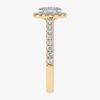 (F / Si2) Womens 1 CT. T.W. Lab Grown White Diamond 14K Gold Oval Side Stone Engagement Ring