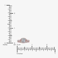 Signature By Modern Bride (G-H,Vs2-Si1) Womens 1 1/2 CT. T.W. Lab Grown White Diamond 14K Rose Gold Round Side Stone Halo Engagement Ring