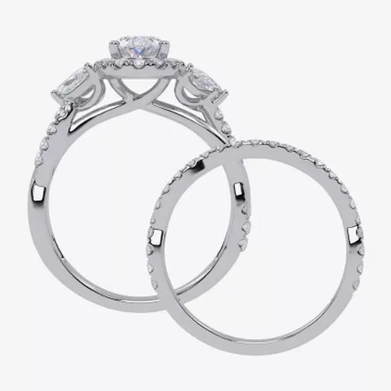 Signature By Modern Bride (G-H,Vs2-Si1) Womens 1 1/2 CT. T.W. Lab Grown White Diamond 14K Gold Oval Halo Engagement Ring