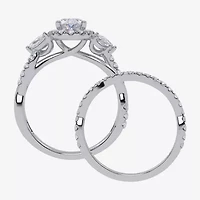 Signature By Modern Bride (G-H,Vs2-Si1) Womens 1 1/2 CT. T.W. Lab Grown White Diamond 14K Gold Oval Halo Engagement Ring