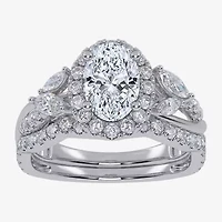 Signature By Modern Bride (G-H,Vs2-Si1) Womens 1 1/2 CT. T.W. Lab Grown White Diamond 14K Gold Oval Halo Engagement Ring