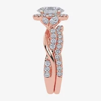 Signature By Modern Bride (G-H,Vs2-Si1) Womens 1 1/2 CT. T.W. Lab Grown White Diamond 14K Rose Gold Oval Halo Engagement Ring