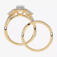 Signature By Modern Bride (G-H,Vs2-Si1) Womens 1 1/2 CT. T.W. Lab Grown White Diamond 14K Gold Oval Halo Engagement Ring