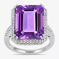 Womens Gemstone Sterling Silver Cocktail Ring