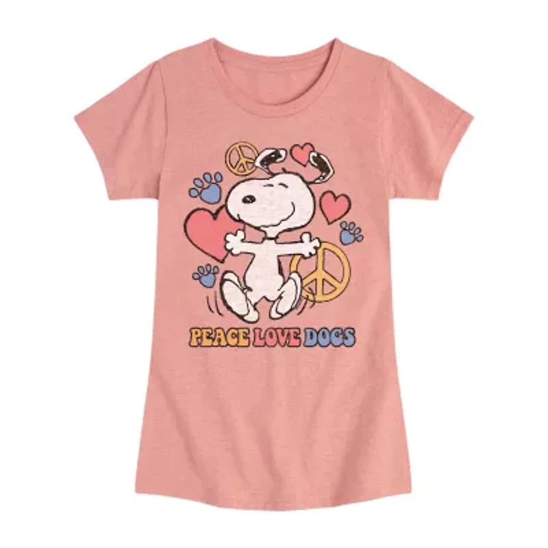 Big Kid Girls Crew Neck Short Sleeve Peanuts T-Shirt