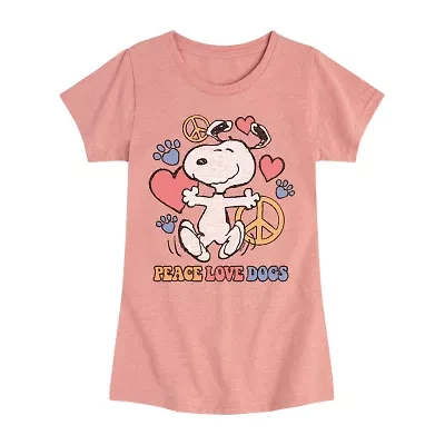 Big Kid Girls Crew Neck Short Sleeve Peanuts T-Shirt