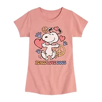 Big Kid Girls Crew Neck Short Sleeve Peanuts T-Shirt