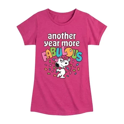 Big Kid Girls Crew Neck Short Sleeve Peanuts T-Shirt