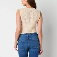 Frye and Co. Pointelle Womens V Neck Sleeveless Vest