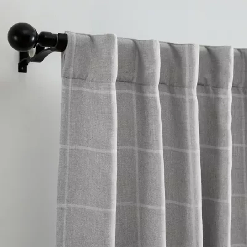 Elrene Home Fashions Sawyer Windowpane Rod Pocket Back Tab Energy Saving Blackout Single Curtain Panel