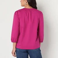 St. John's Bay Womens V Neck Long Sleeve Blouse