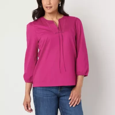 St. John's Bay Womens V Neck Long Sleeve Blouse
