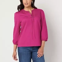 St. John's Bay Womens V Neck Long Sleeve Blouse